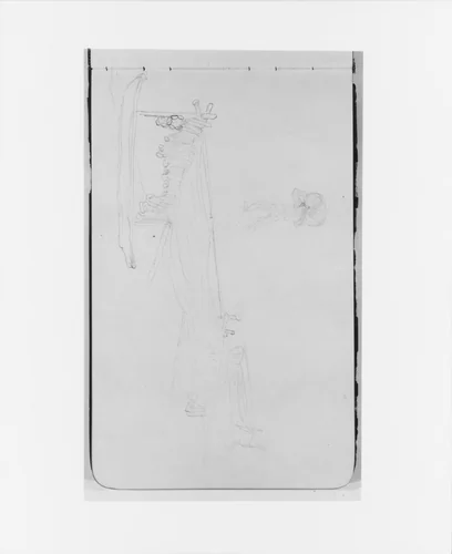 Sketches of Canoes and a Figure Carrying a Barrel (from Sketchbook) by Albert Bierstadt, artwork, 1890