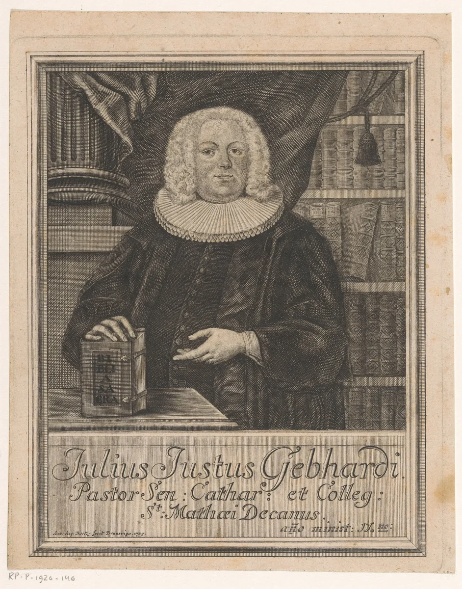 Portret van Julius Justus Gebhardi by Anton August Beck, print, 1739