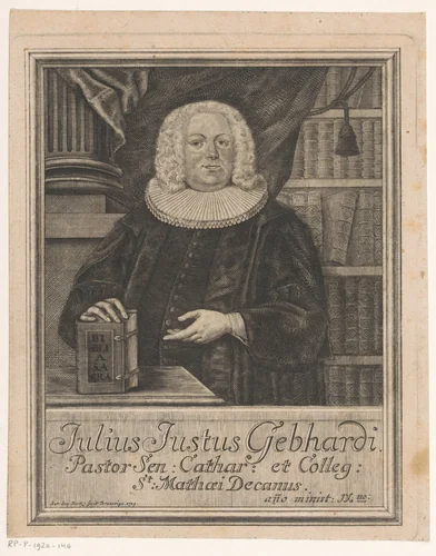 Portret van Julius Justus Gebhardi by Anton August Beck, print, 1739