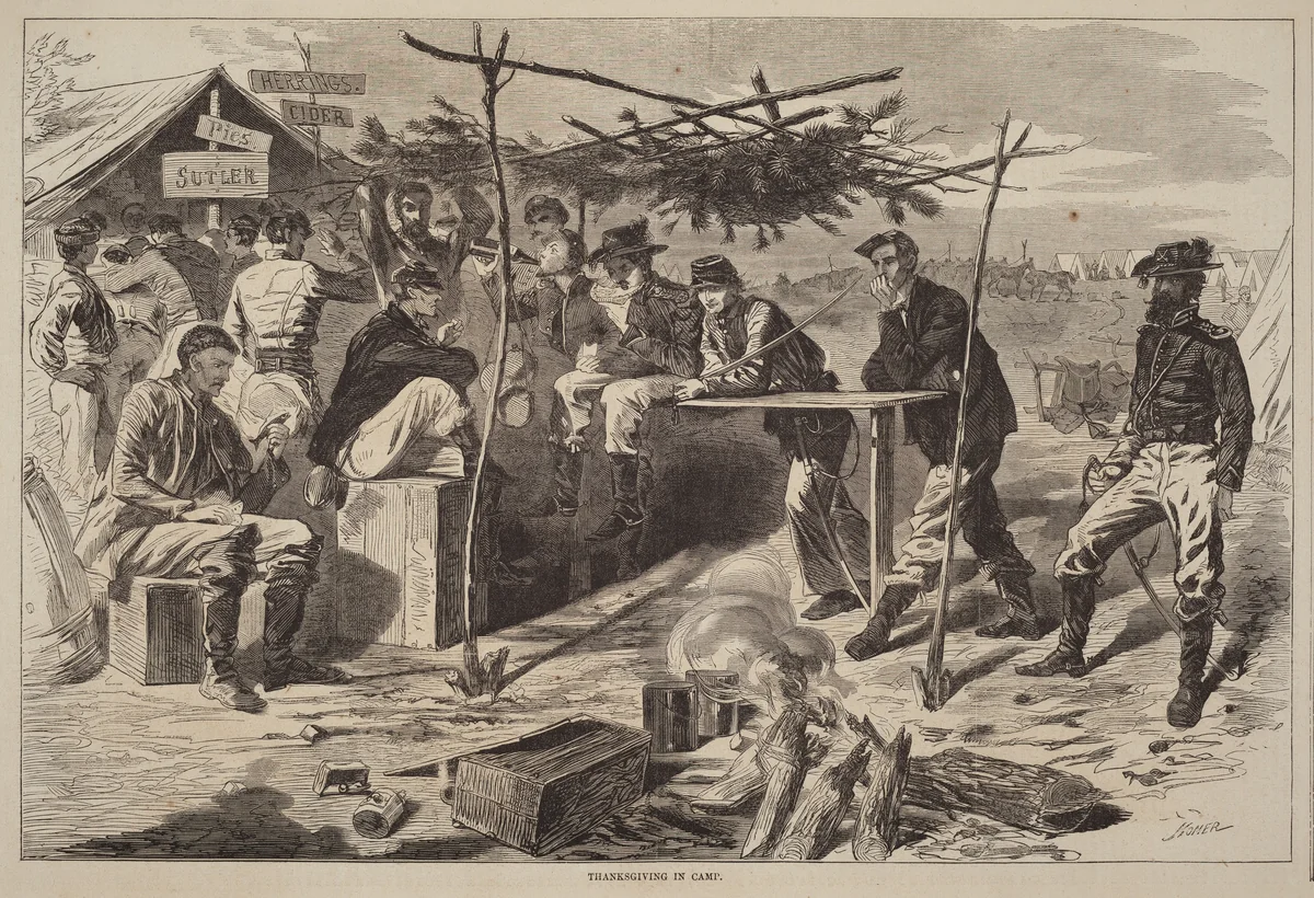 Thanksgiving in Camp by Winslow Homer, print, 1862