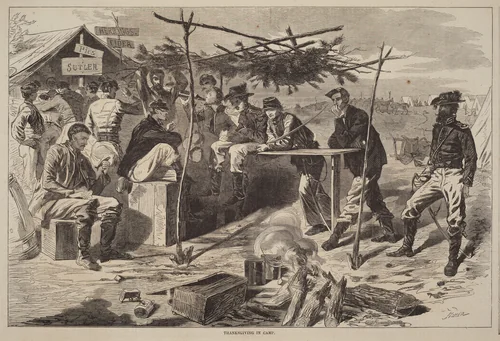 Thanksgiving in Camp by Winslow Homer, print, 1862