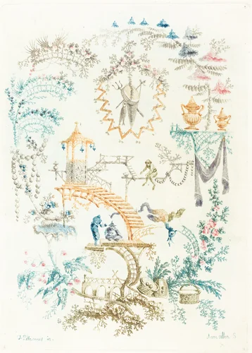 Arabesque with a Monkey by Anne Allen; Jean-Baptiste Pillement, print, 1760-1764