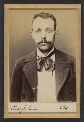 Cluzel. Louis. 30 ans, né le 31/8/63 à Bourg-Argental (Loire). Tailleur d'habits. Anarchiste. 2/7/94. by Alphonse Bertillon, photograph, 1894