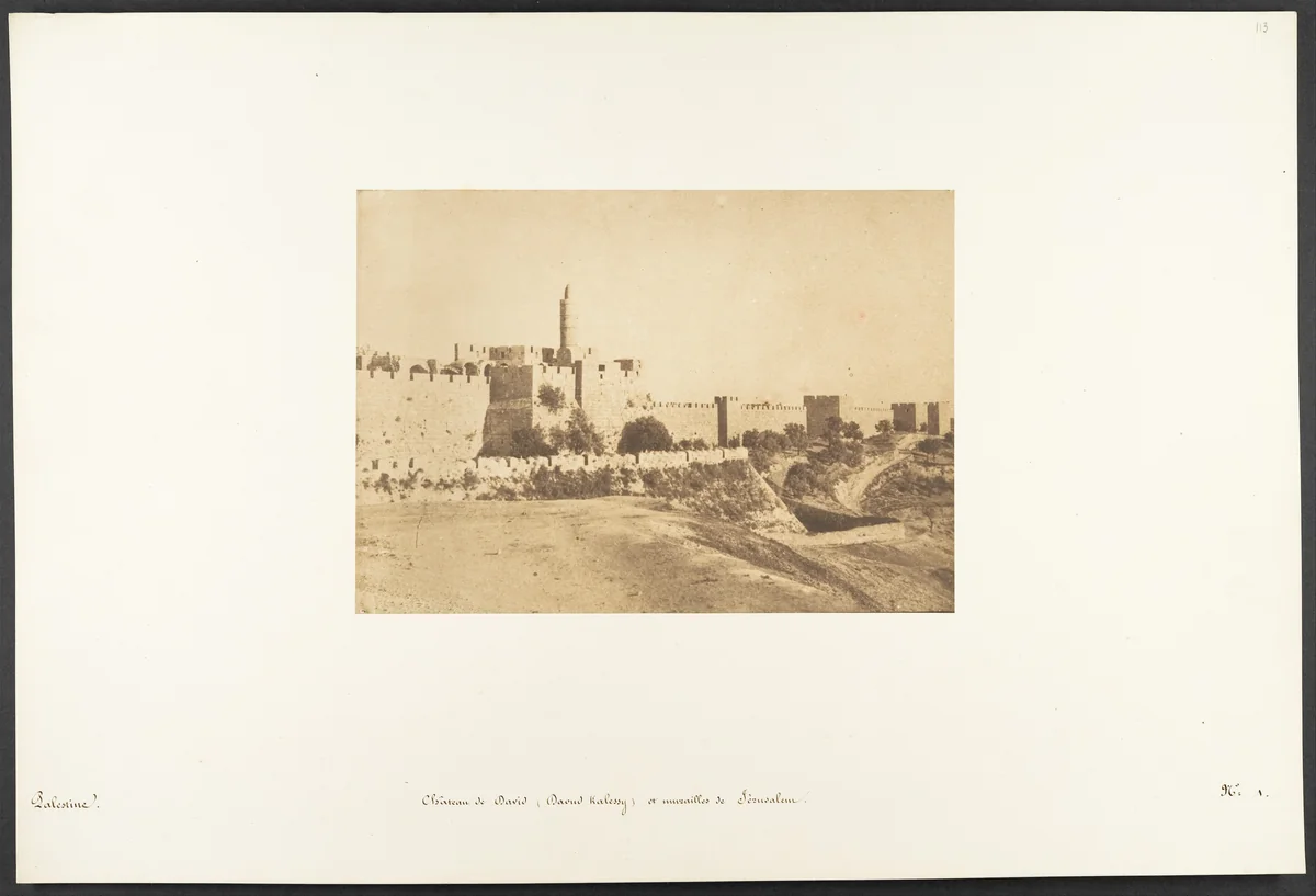 Château de David (Daoud Kalessy) et murailles de Jérusalem by Maxime Du Camp, photograph, 1850