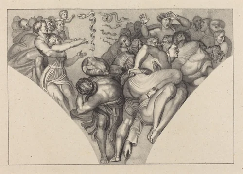 Brazen Serpent, from Michael Angelo by William Sharp; John Flaxman, print, 1829