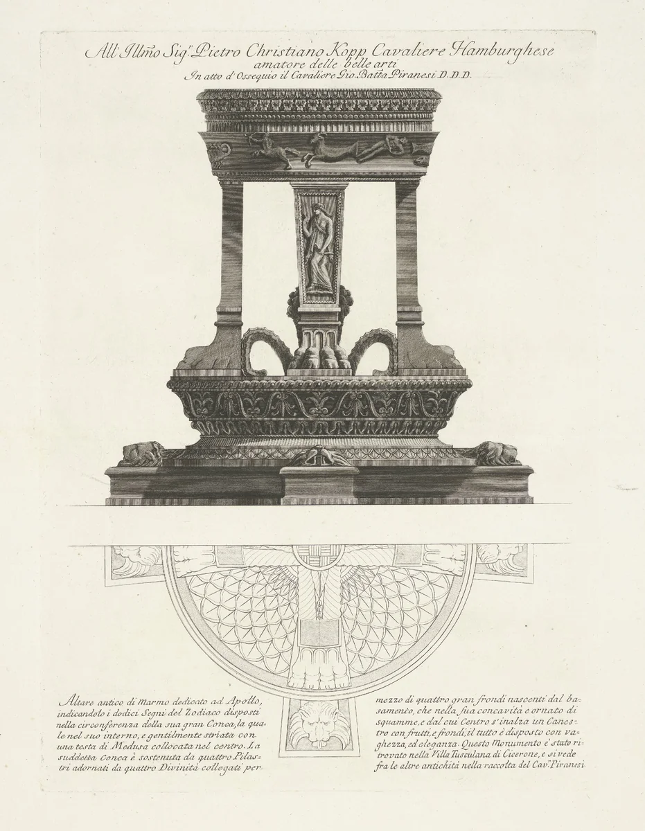 Tripod gewijd aan Apollo by Giovanni Battista Piranesi, print, 1778