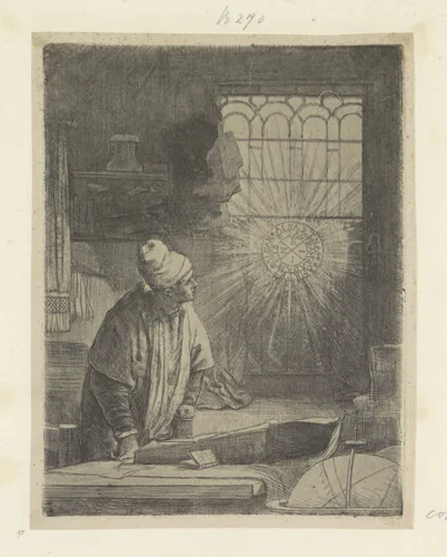 Geleerde in zijn werkkamer (Faust) by Rembrandt van Rijn, book, 1650-1807