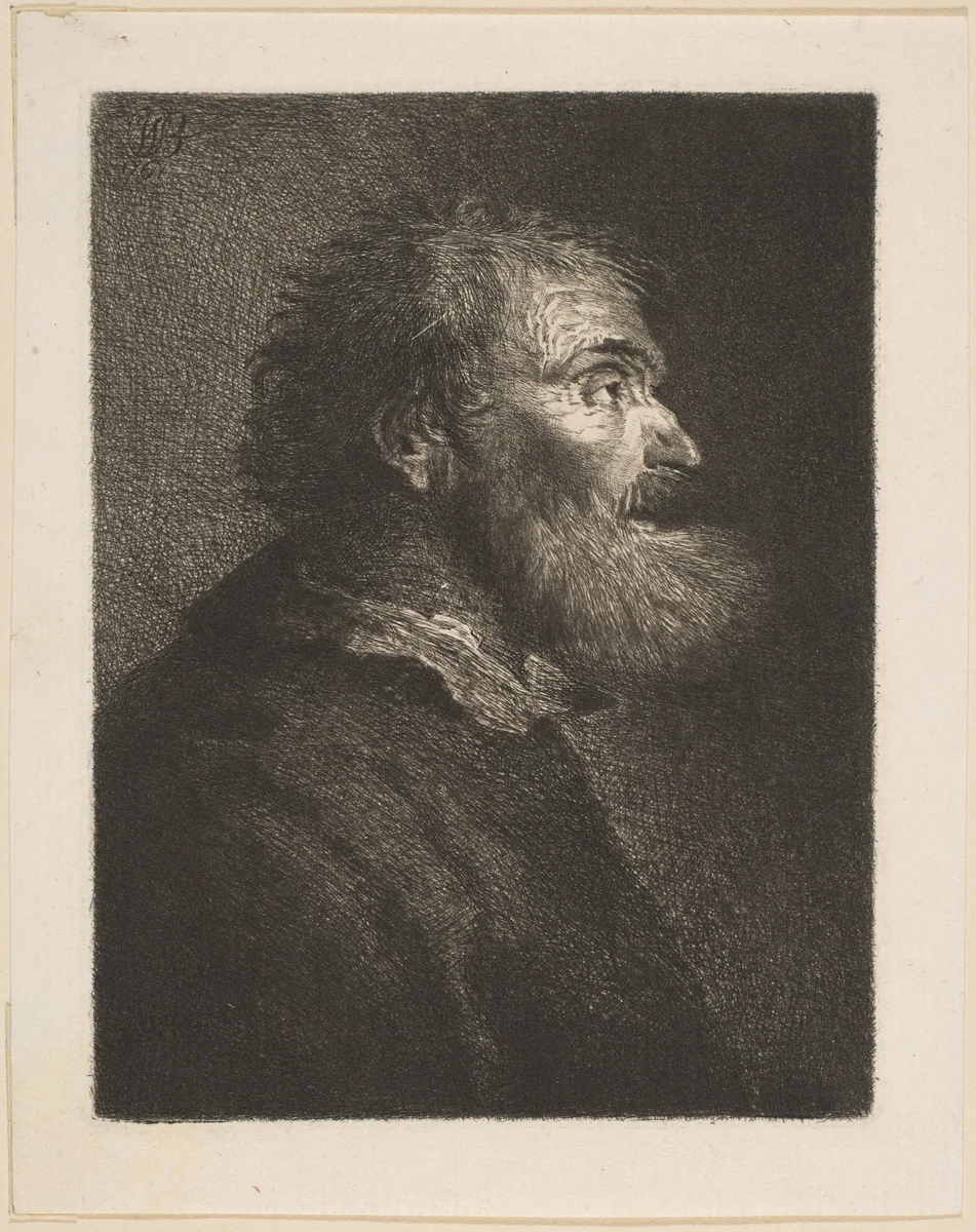 An Old Man in Profile by William Baillie, print, 1761