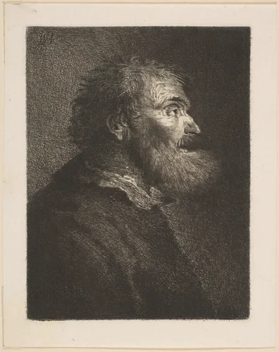 An Old Man in Profile by William Baillie, print, 1761
