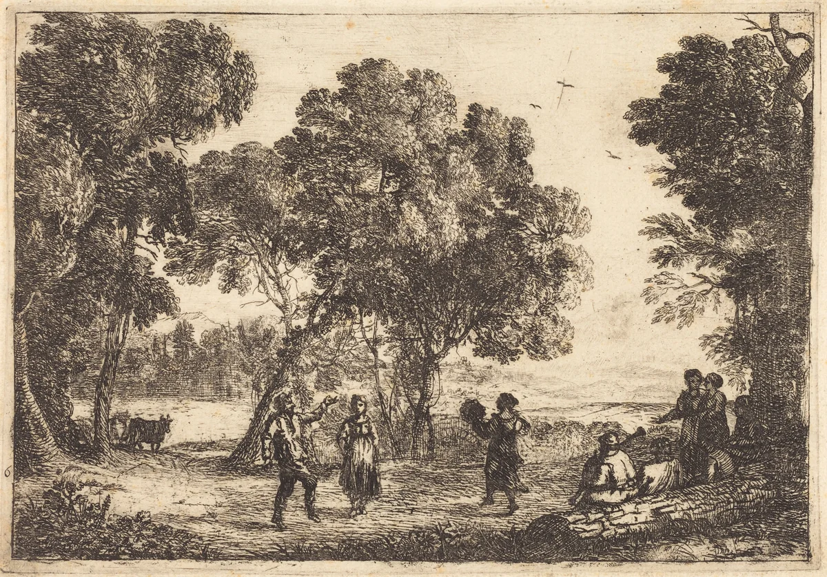 Dance Under the Trees by Claude Lorrain, print, 1637