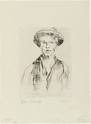 Self-Portrait with Hat (Selbstbildnis mit Hut) by Rolf Nesch, print, 1923