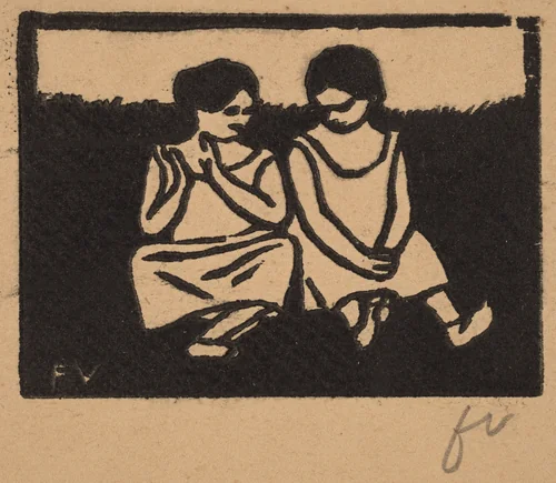 Two Girls in Chemises (Deux fillettes en chemise) by Félix Vallotton, print, 1893