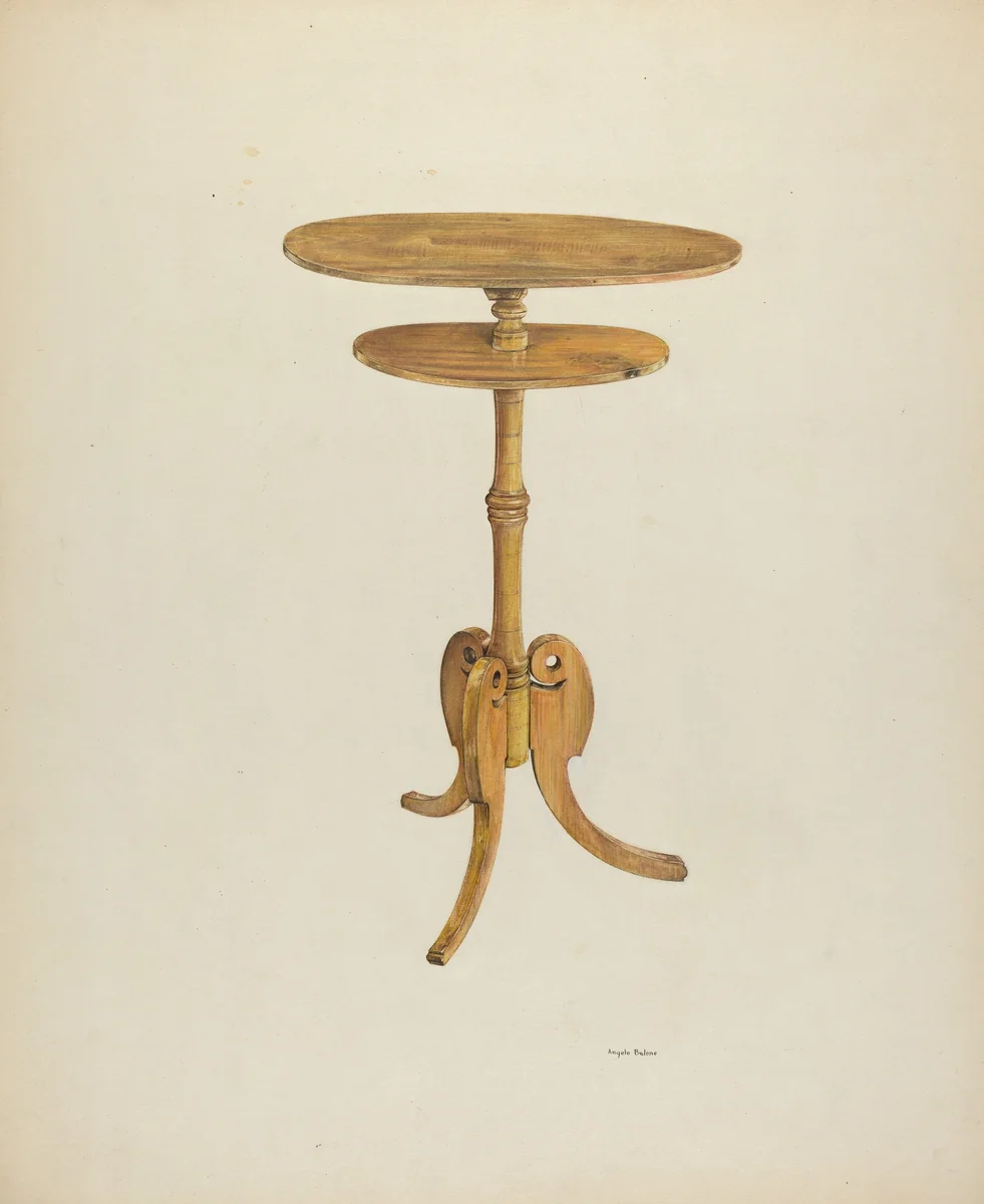 Zoar Bed Side Stand by Angelo Bulone, index of american design, 1939