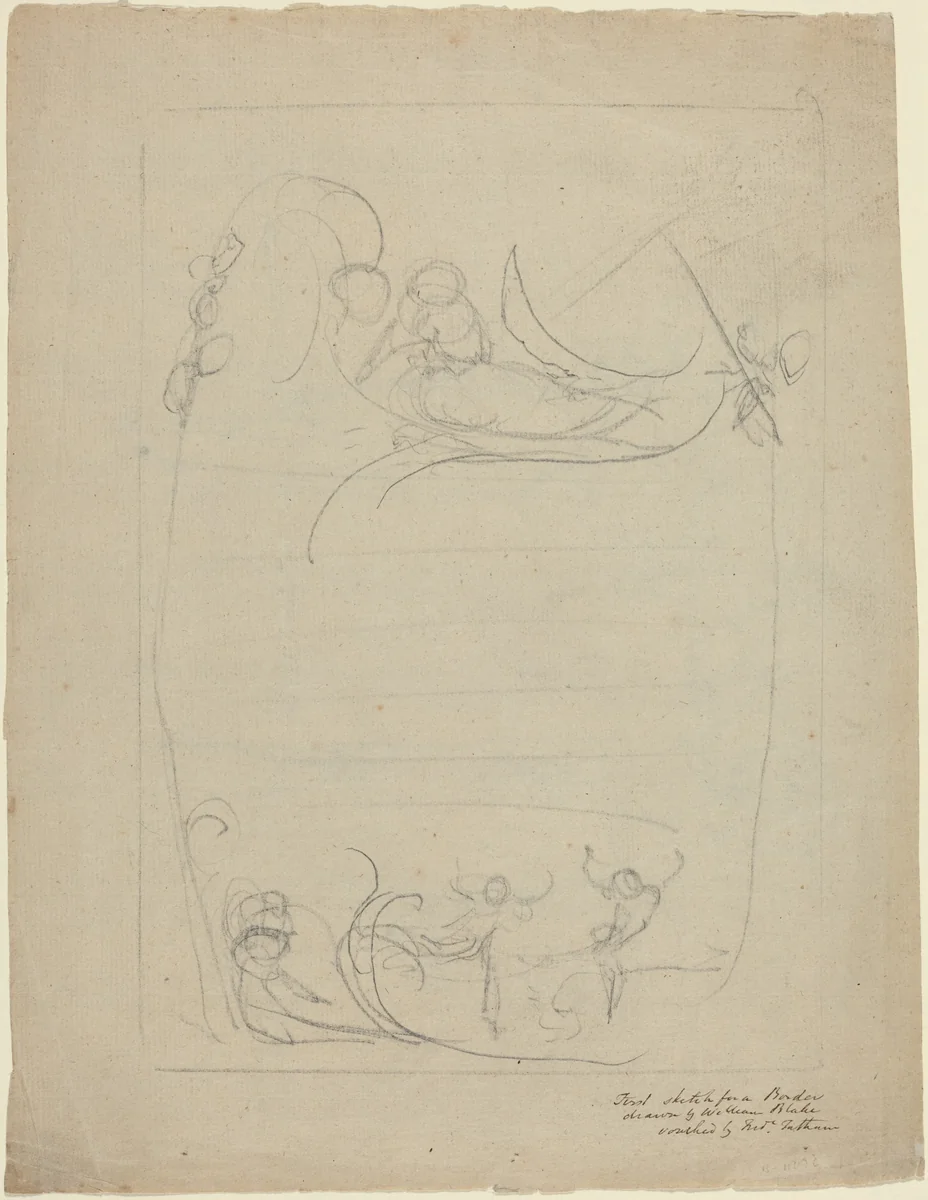 An Armed Man Spurning a Woman [recto] by William Blake, drawing, 1790-1795