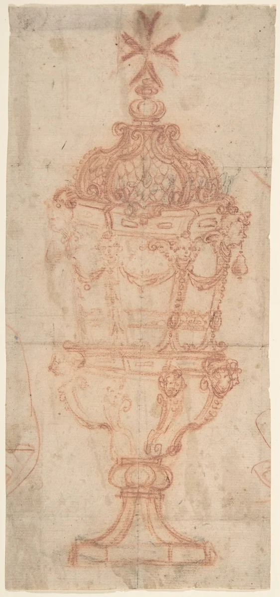 Design for a Chalice Surmounted by a Maltese Cross by anonymous, drawing, 1580-1620