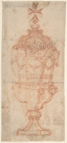 Design for a Chalice Surmounted by a Maltese Cross by anonymous, drawing, 1580-1620