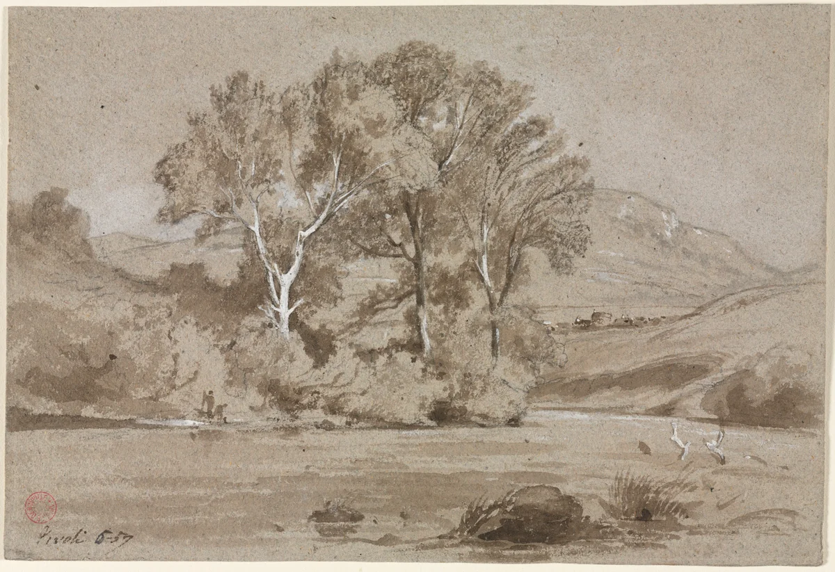 View Near Tivoli (Vue prise à Tivoli) by Jean Achille Benouville, drawing, 1857