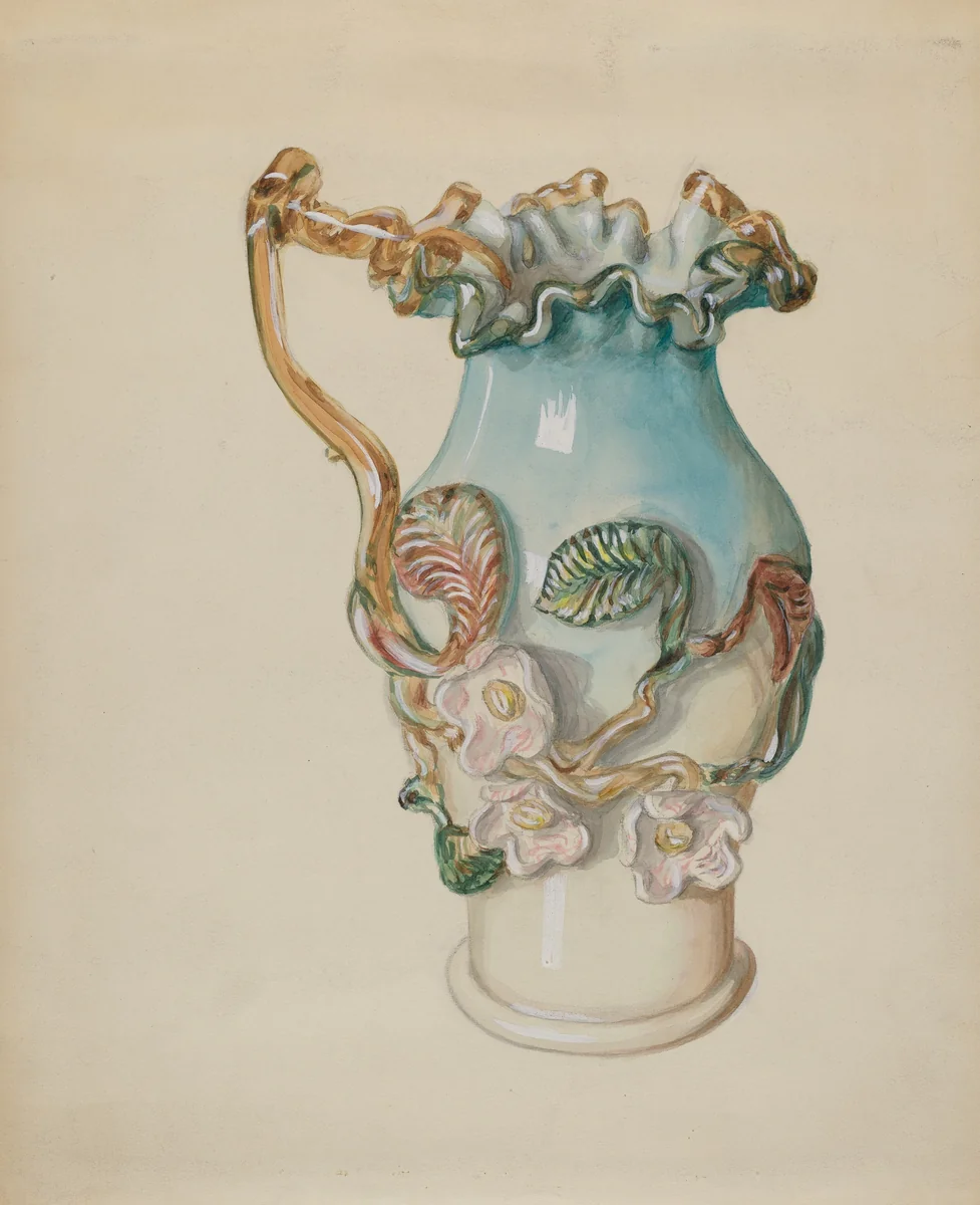 Ornamental Blue Pitcher by Robert Stewart, index of american design, 1936