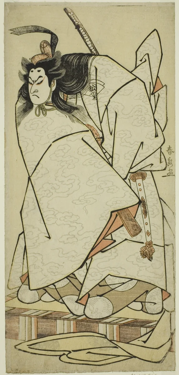The Actor Onoe Matsusuke I as Ashikaga Takauji in the Play Kumoi no Hana Yoshino no Wakamusha, Performed at the Nakamura Theater in the Eleventh Month, 1786 by Katsukawa Shunsen, print, 1781-1791