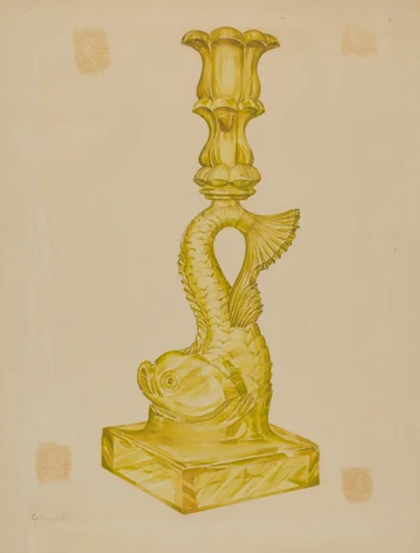 Dolphin Candlestick by Giacinto Capelli, index of american design, 1935-1942