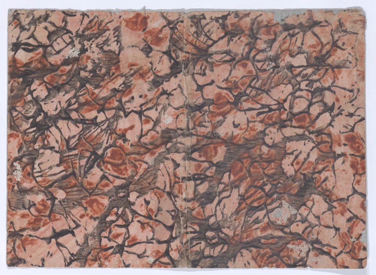 Book cover with marbled pattern by anonymous, print, 1800-1900