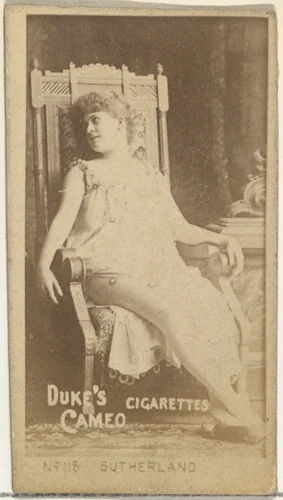 Card Number 118, Annie Sutherland, from the Actors and Actresses series (N145-4) issued by Duke Sons & Co. to promote Cameo Cigarettes by W. Duke, Sons & Co., photograph, 1880-1889