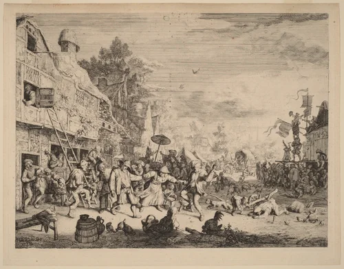 Village Festival by Cornelis Dusart, print, 1685