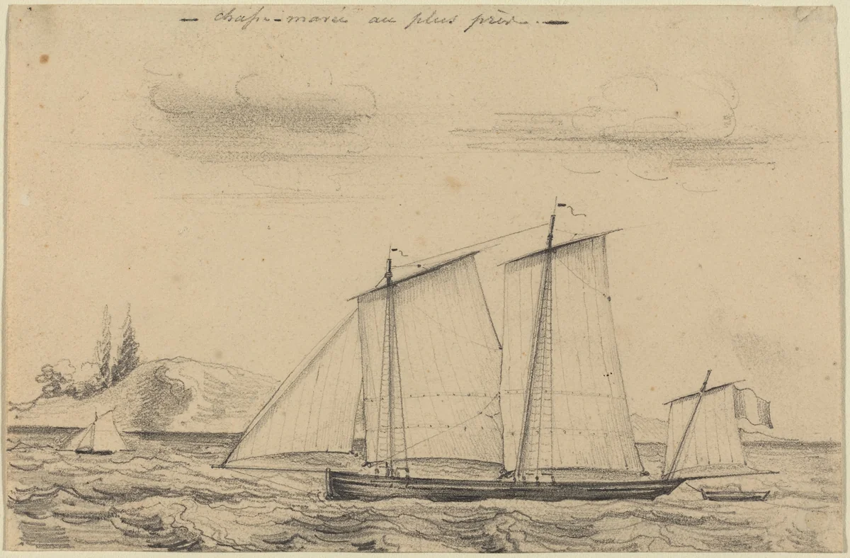 Chasse-maree au plus pres by Charles Meryon, drawing, 1821-1868