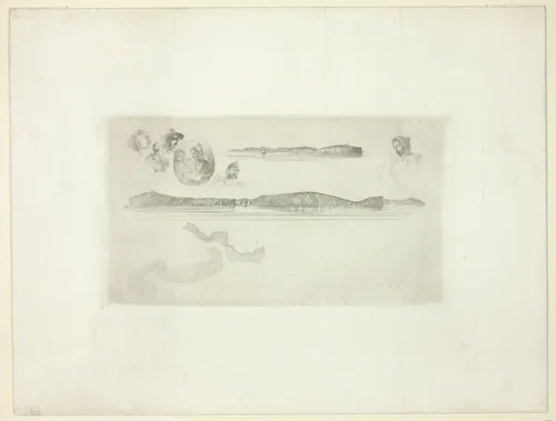 Sketches on the Coast Survey Plate by James McNeill Whistler, print, 1854