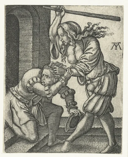 Mishandeling van de echtgenoot by Unknown, print, 1540-1550