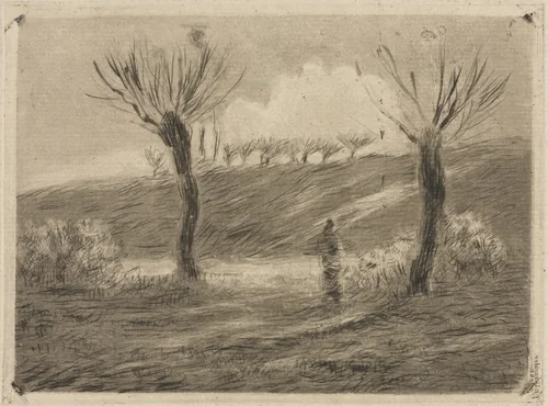 Setting Sun by Camille Pissarro, print, 1879