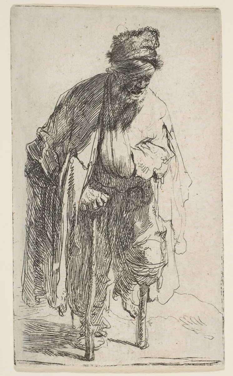 Beggar with a Wooden Leg by Rembrandt van Rijn, print, 1625-1635