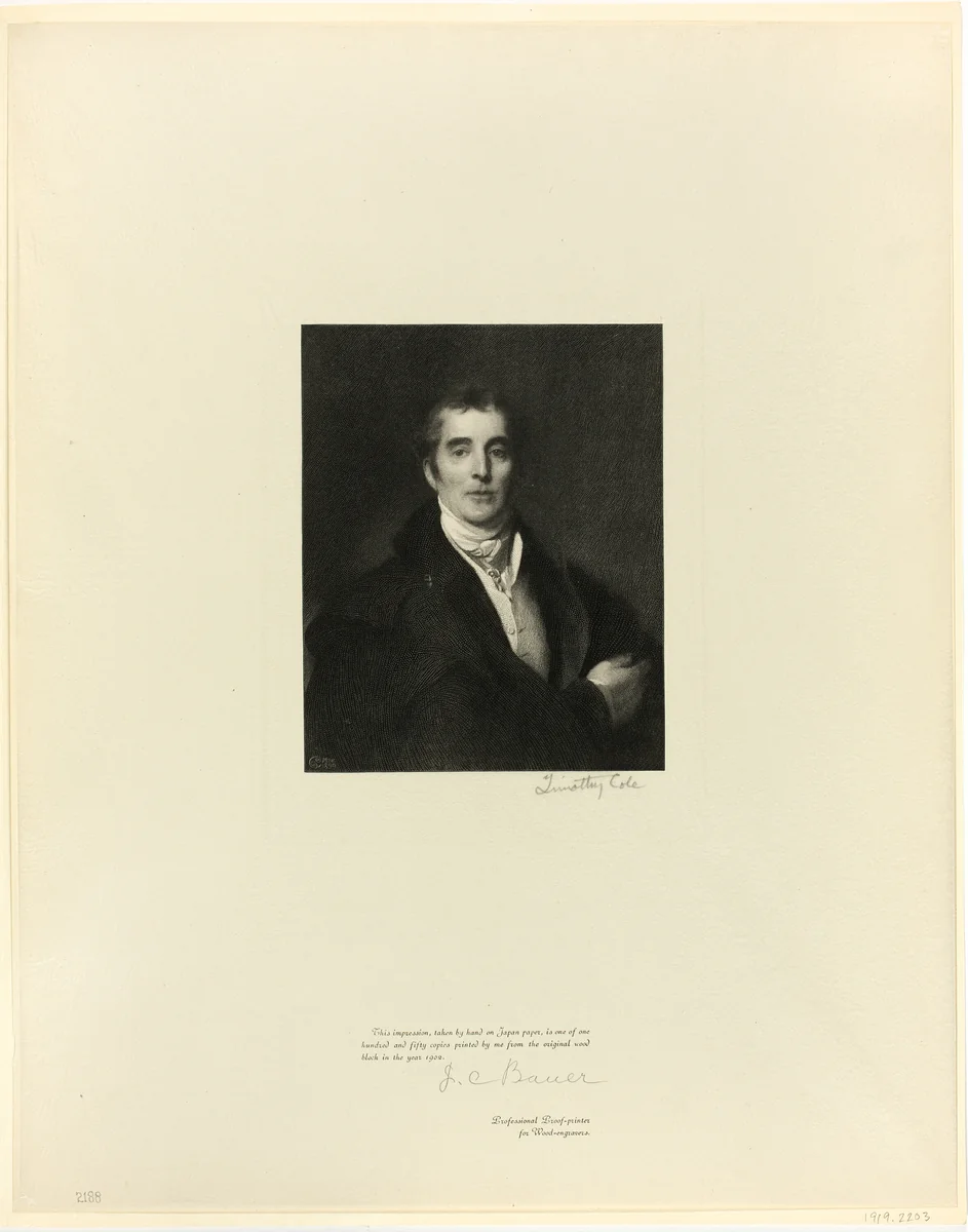 The Duke of Wellington, from Old English Masters by Timothy Cole, print, 1899