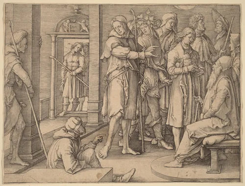 Joseph Interprets His Dream to Jacob by Lucas van Leyden, print, 1512