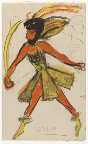 Costume design (Mars: Adolph Bolm) for artist's ballet Orphée of the Quat-z-arts (recto); Untitled (verso) by Florine Stettheimer, drawing, 1912