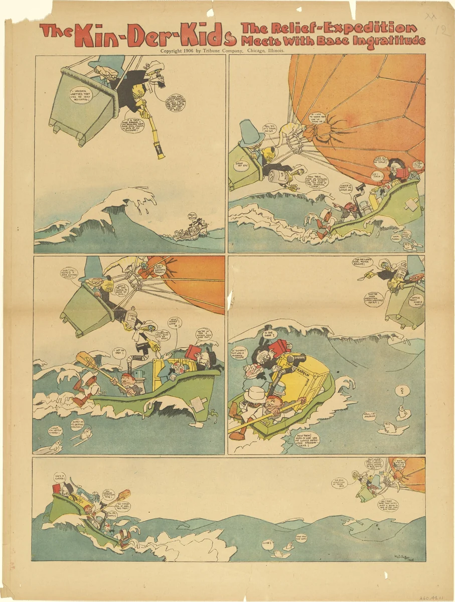 The Kin-der-Kid's: The Relief-Expedition Meets with Base Ingratitude from The Chicago Sunday Tribune by Lyonel Feininger, print, 1906