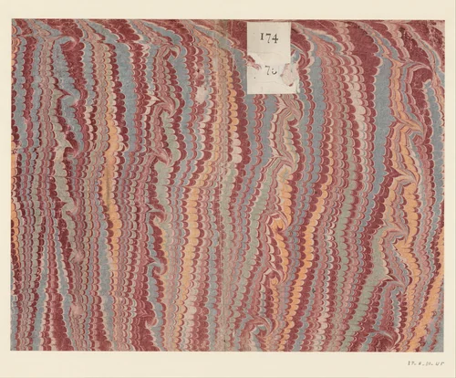 Spiraalkammarmer in rood, geel, blauw en groen met etiket by anonymous, other, 1700-1850