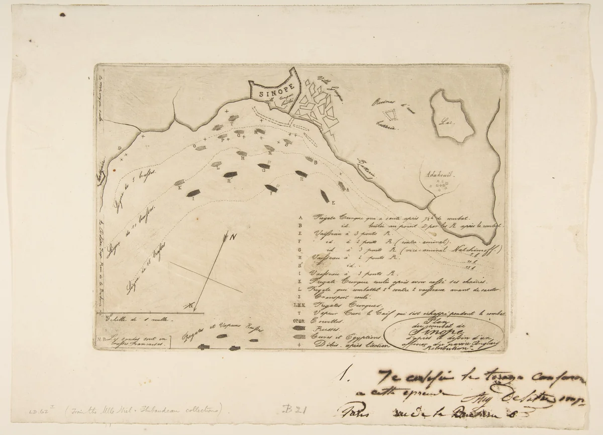 Plan du Combat de Sinope (Plan of the Battle of Sinope) by Charles Meryon, print, 1853