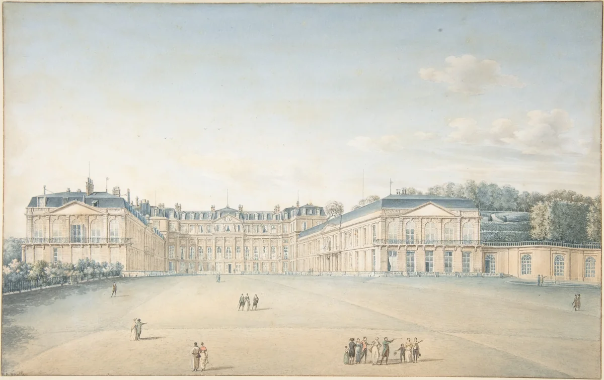 Courtyard of the Chateau de Saint-Cloud by Victor Jean Nicolle, drawing, 1765-1826