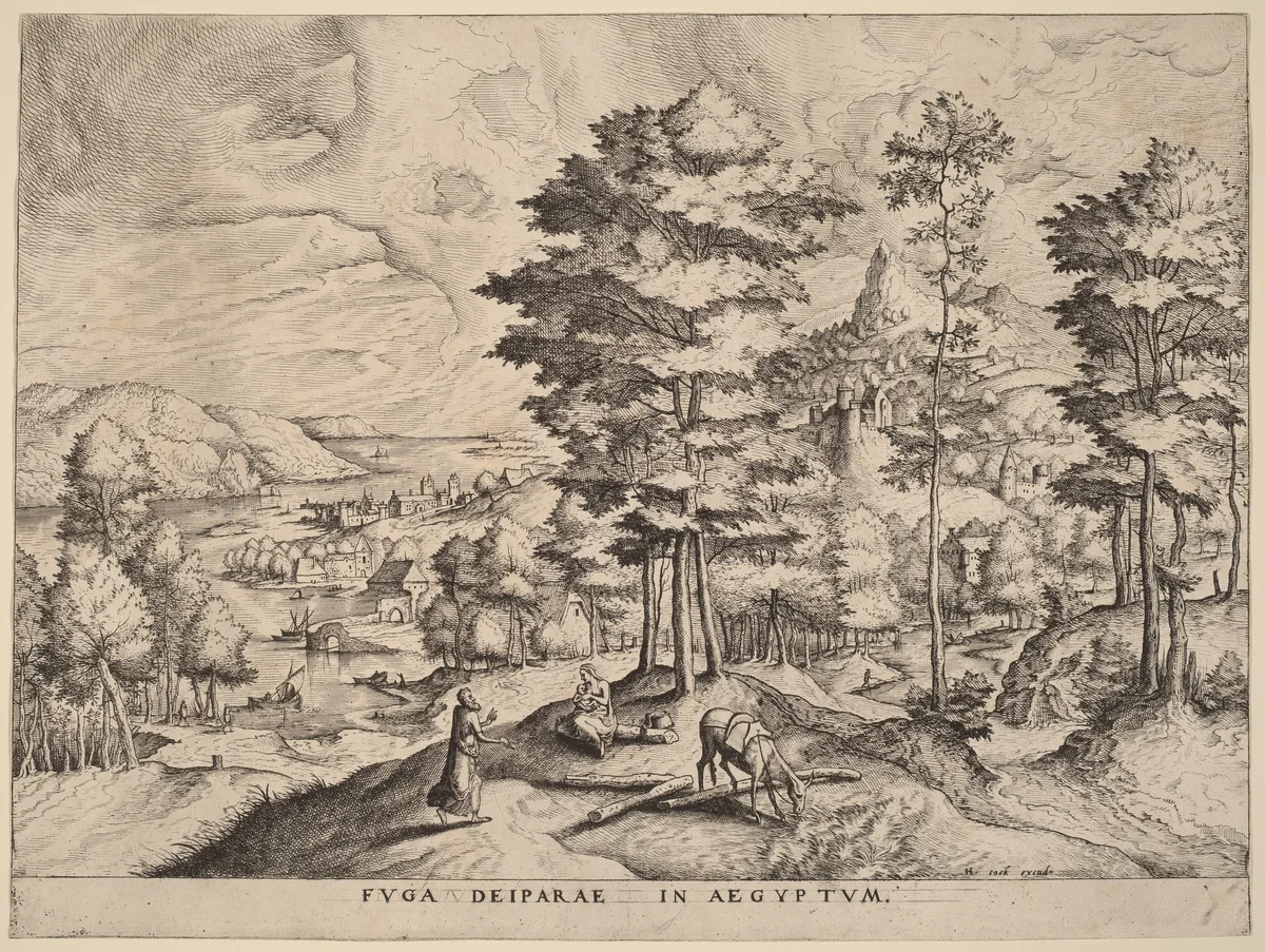 Fuga Deiparae in Aegyptum (The Flight into Egypt) by Johannes van Doetechum
Lucas van Doetechum
Pieter Bruegel
Hieronymus Cock, print, 1555-1557