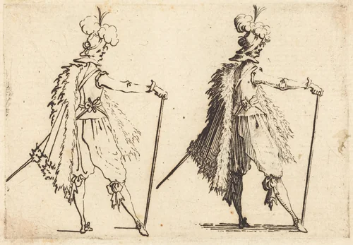 Gentleman with Cane by Jacques Callot, print, 1617