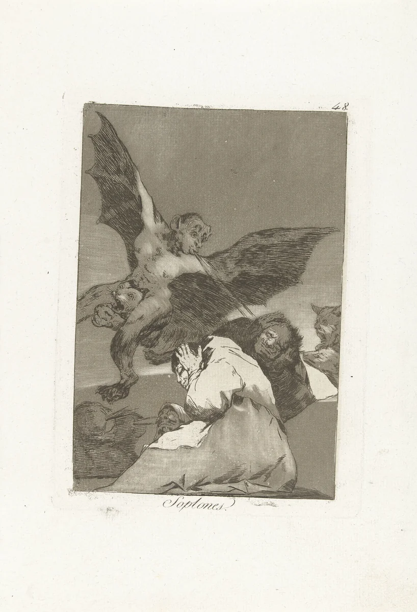 Oorblazers by Francisco de Goya, print, 1797-1799