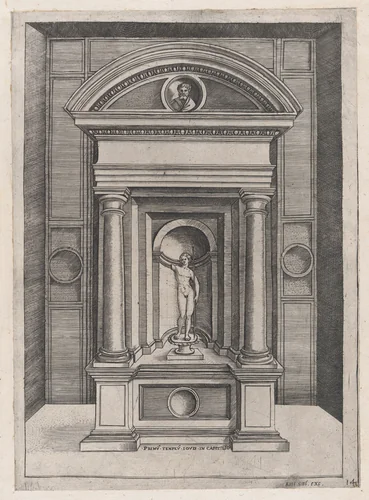 The Altar of Jupiter in the Oldest Temple on the Capitol, from "Speculum Romanae Magnificentiae" by Agostino Veneziano, print, 1514-1536