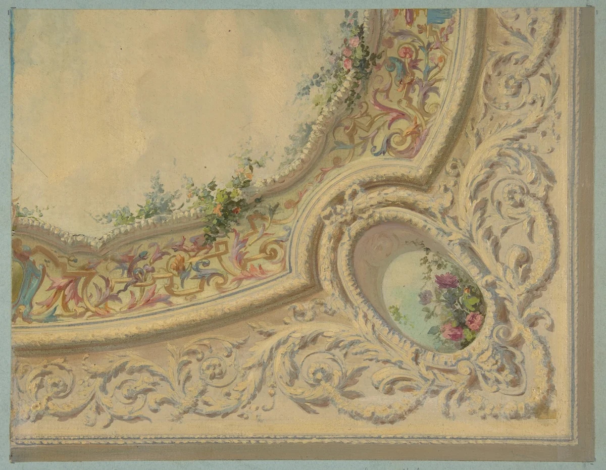 Design for the decoration of a ceiling in the house of Baron Malet, Jouy-en-Josas (Seine et Gise) by Jules-Edmond-Charles Lachaise, drawing, 1850-1900