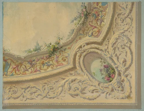 Design for the decoration of a ceiling in the house of Baron Malet, Jouy-en-Josas (Seine et Gise) by Jules-Edmond-Charles Lachaise, drawing, 1850-1900