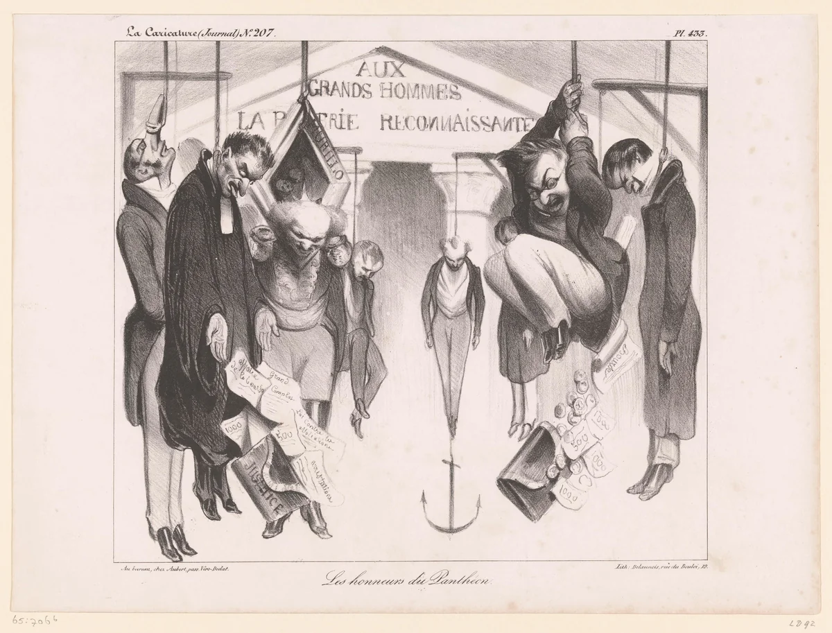 Karikatuur van de regeringsleiders by Honoré Daumier, print, 1834