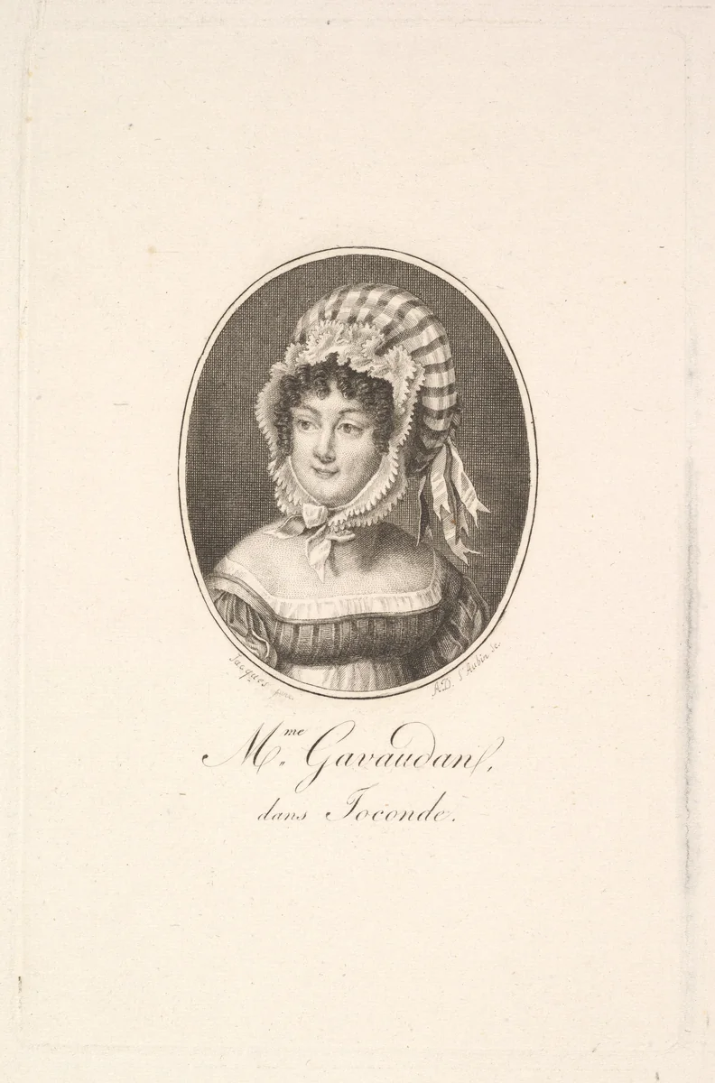 Portrait of Madame Gavaudan by Augustin de Saint-Aubin, print, 1800-1903