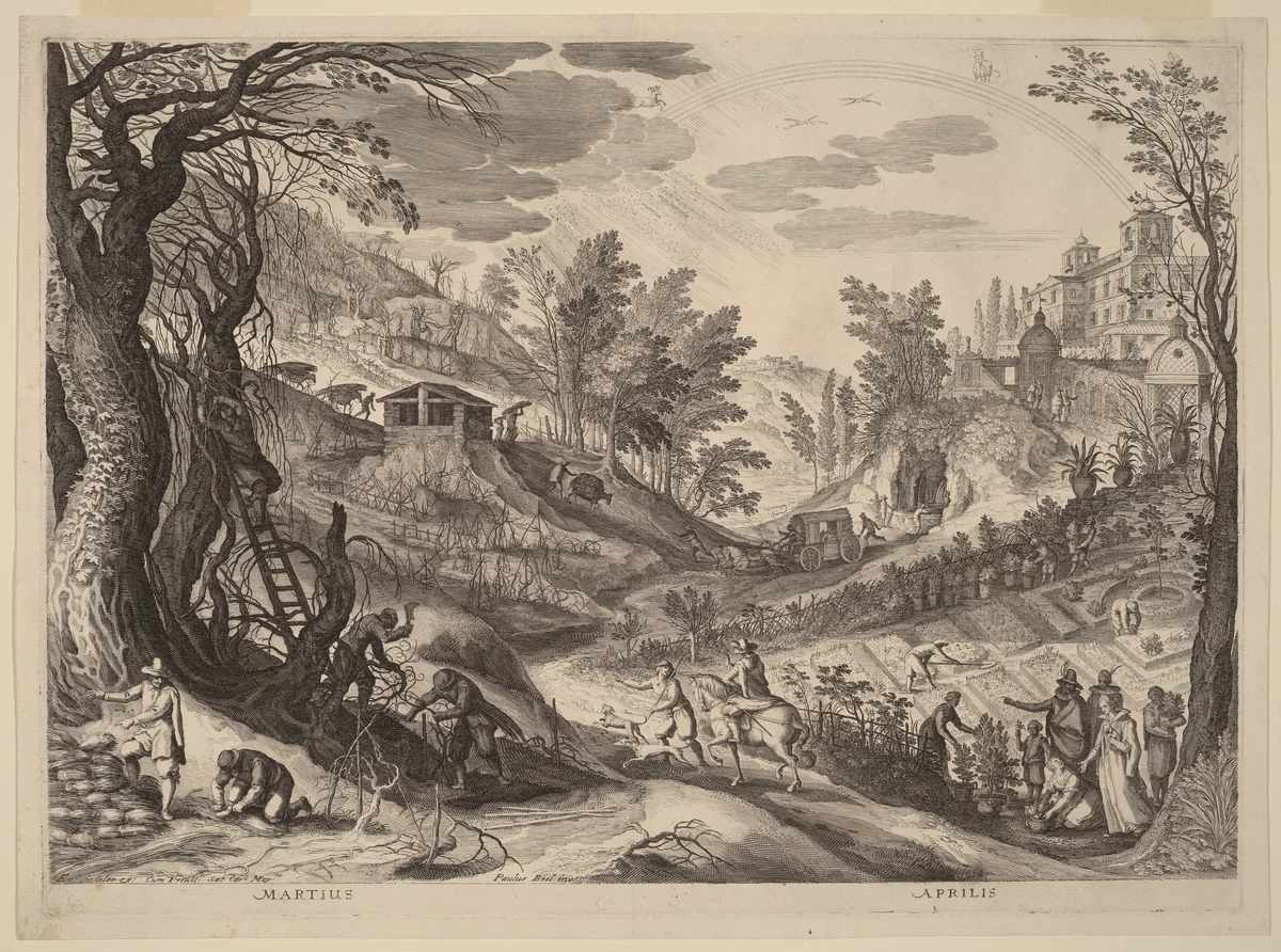March and April by Aegidius Sadeler II
Paul Bril, print, 1615