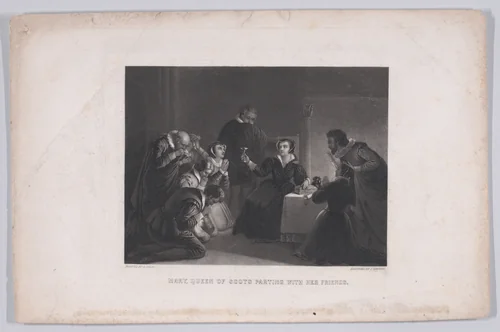 Mary, Queen of Scots parting with her friends (from "The Eclectic Magazine," volume 15, plate 2) by John Sartain, print, 1848