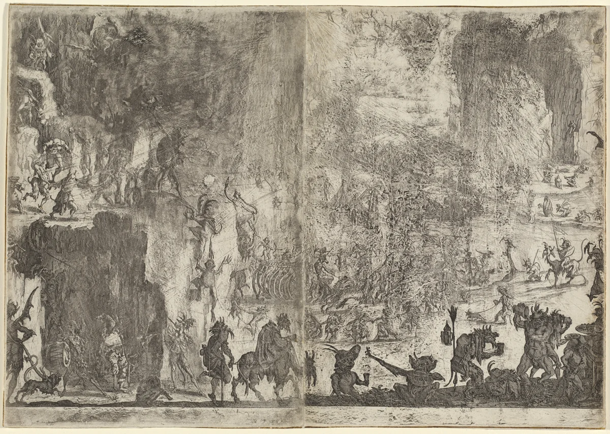 The Temptation of Saint Anthony [first version] by Jacques Callot, print, 1617